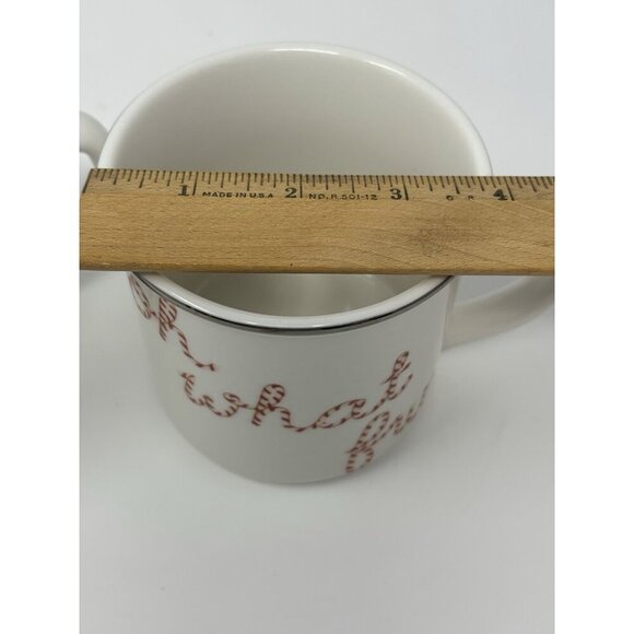 Pottery Barn lot of 2 Peppermint Sentiments HO HO HO Christmas Mugs Holiday - Picture 10 of 11